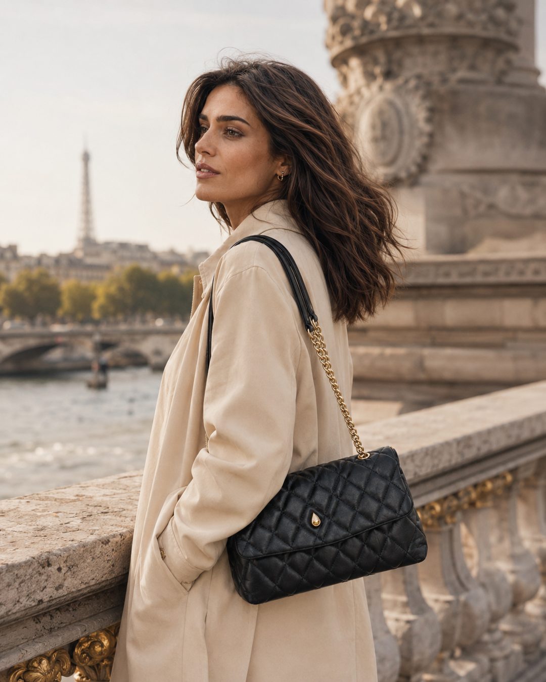 Archiduchesse Quilted Bag – Black - luxury leather handbag - Menière Paris