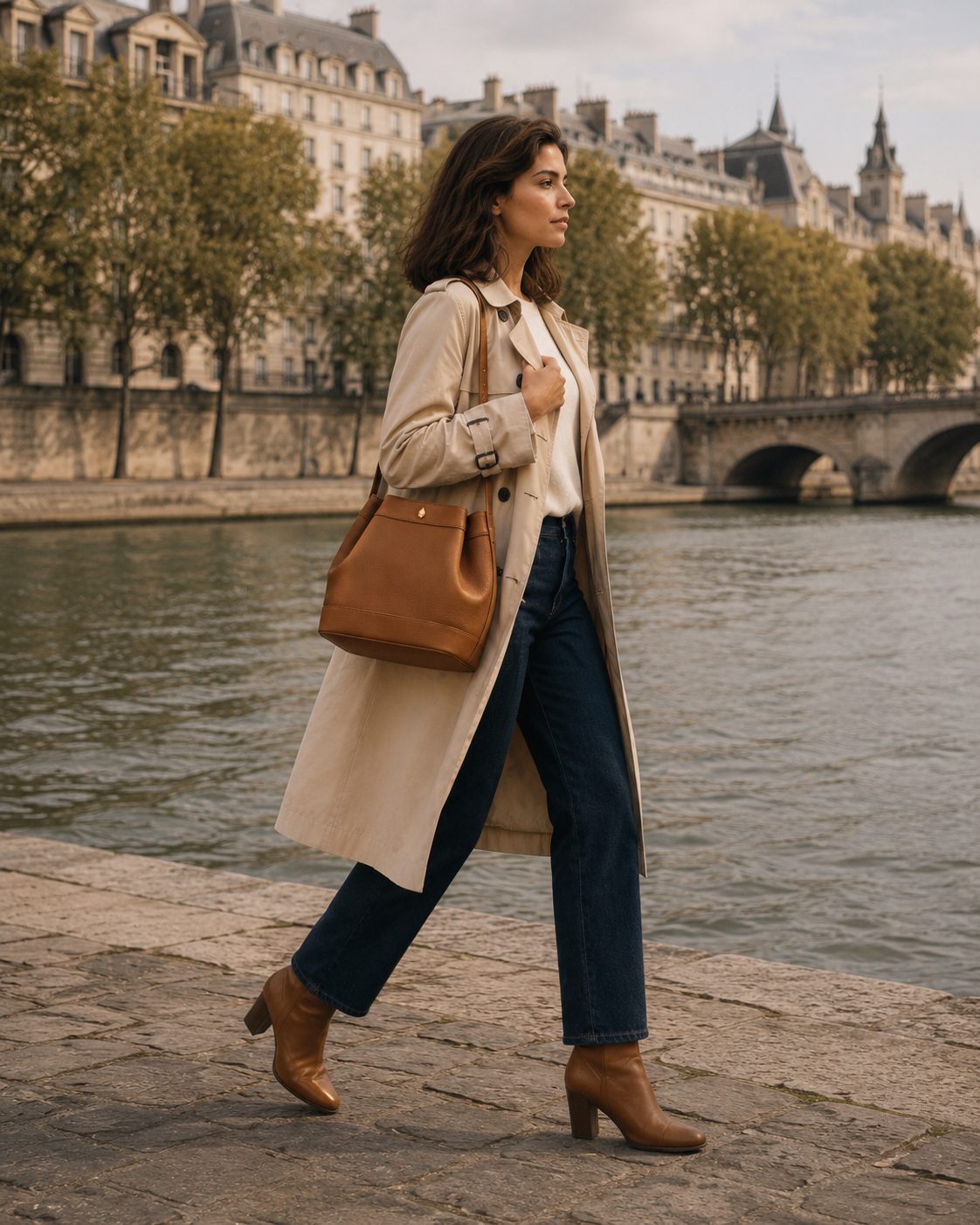 BRABANÇON BAG - Bucket Bag - Brown - luxury leather handbag - Menière Paris