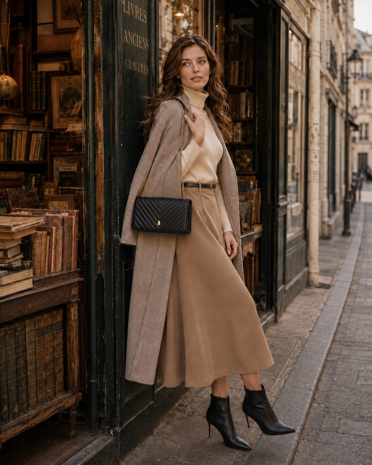Viennois PM Bag – Black - luxury leather handbag - Menière Paris