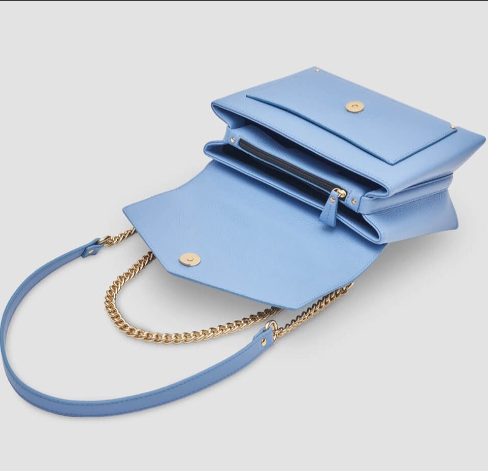 PETIT DAUPHIN BAG - Crossbody bag - Blue sky - luxury leather handbag - Menière Paris