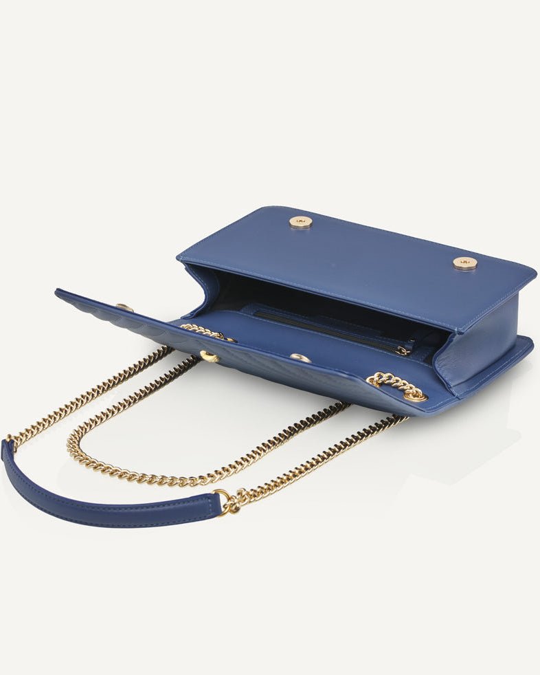 Viennois PM Bag – Navy - luxury leather handbag - Menière Paris