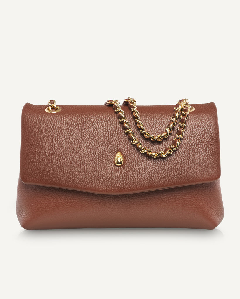 Archiduchesse brown leather bag front view by Meniere Paris