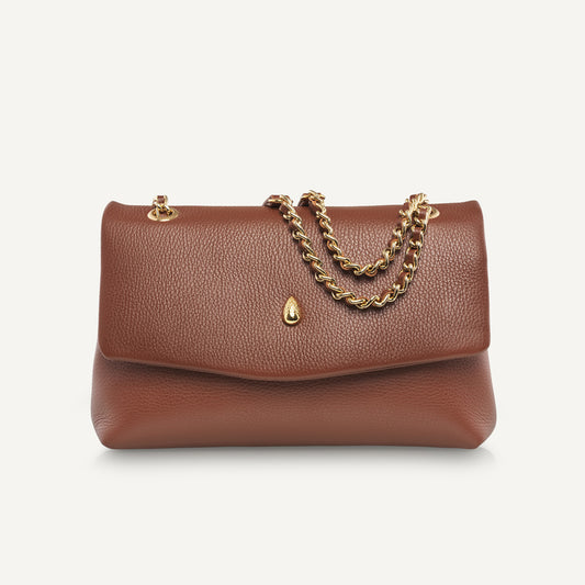 Archiduchesse brown leather bag front view by Meniere Paris