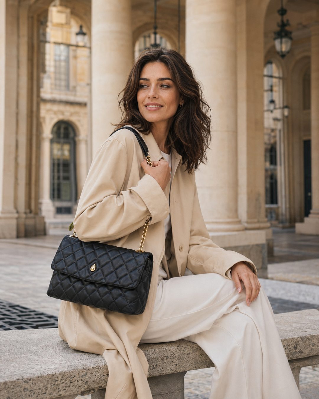Archiduchesse Quilted Bag – Black - luxury leather handbag - Menière Paris