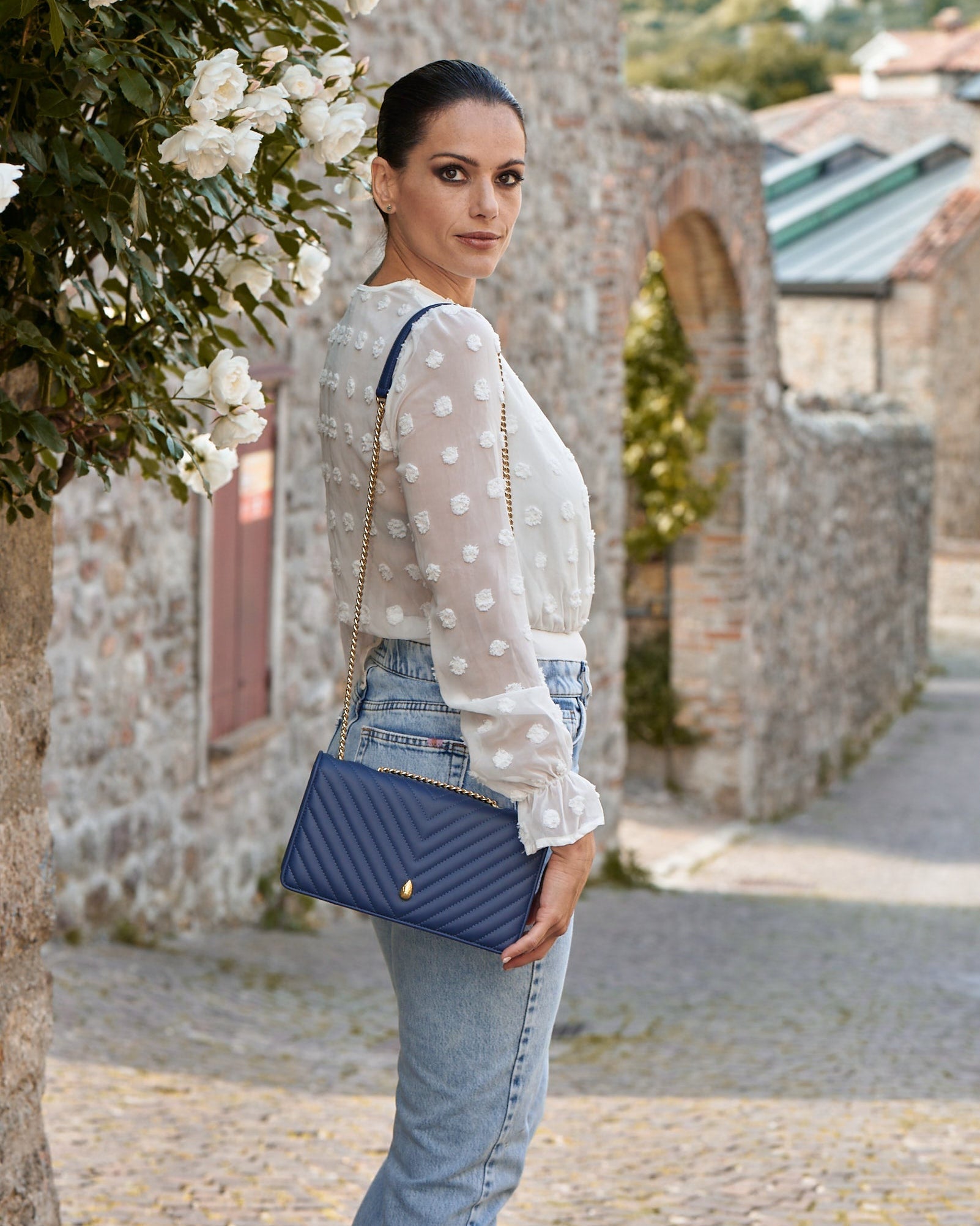 Viennois PM Bag – Navy - luxury leather handbag - Menière Paris
