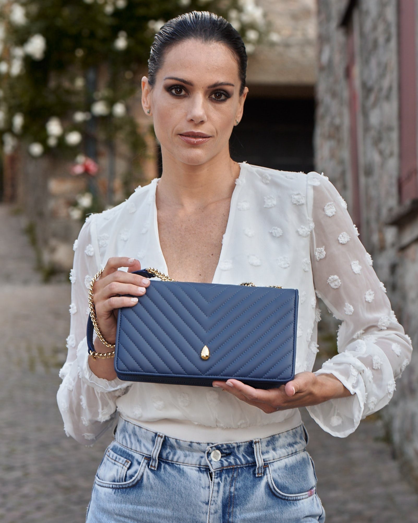 Viennois PM Bag – Navy - luxury leather handbag - Menière Paris